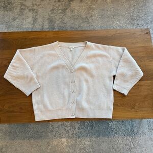 Garnet Hill Women's Cardigan Sweater Ribbed 100% Cashmere Size L